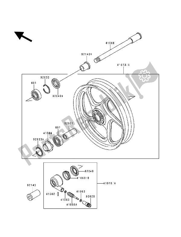 Todas las partes para Buje Delantero de Kawasaki Zephyr 1100 1994