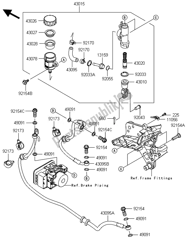 Todas las partes para Cilindro Maestro Trasero de Kawasaki Z 800 ABS DEF 2014