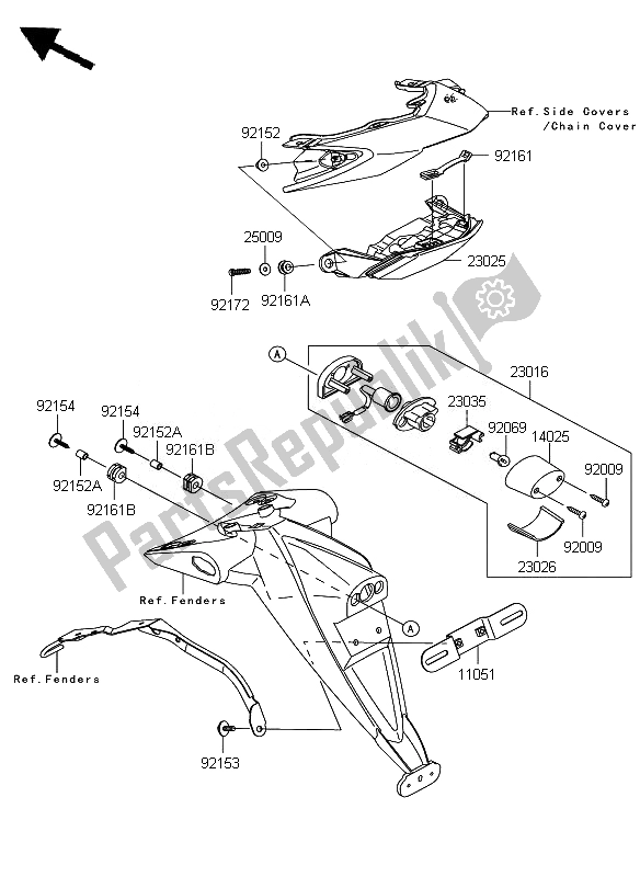 Toutes les pièces pour le Feu Arrière du Kawasaki Z 750 ABS 2010