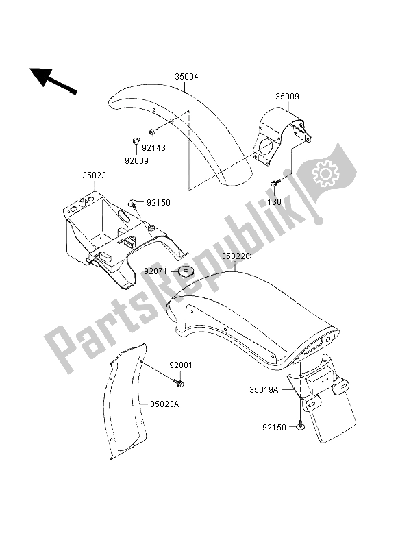 Toutes les pièces pour le Ailes du Kawasaki VN 800 1998