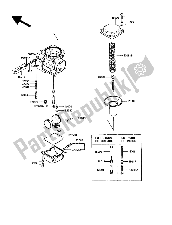 Todas as partes de Partes Do Carburador do Kawasaki GPZ 550 1987