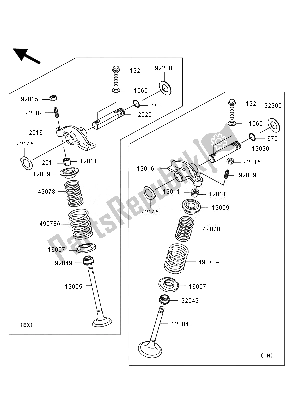 All parts for the Valve of the Kawasaki KVF 360 4X4 2007