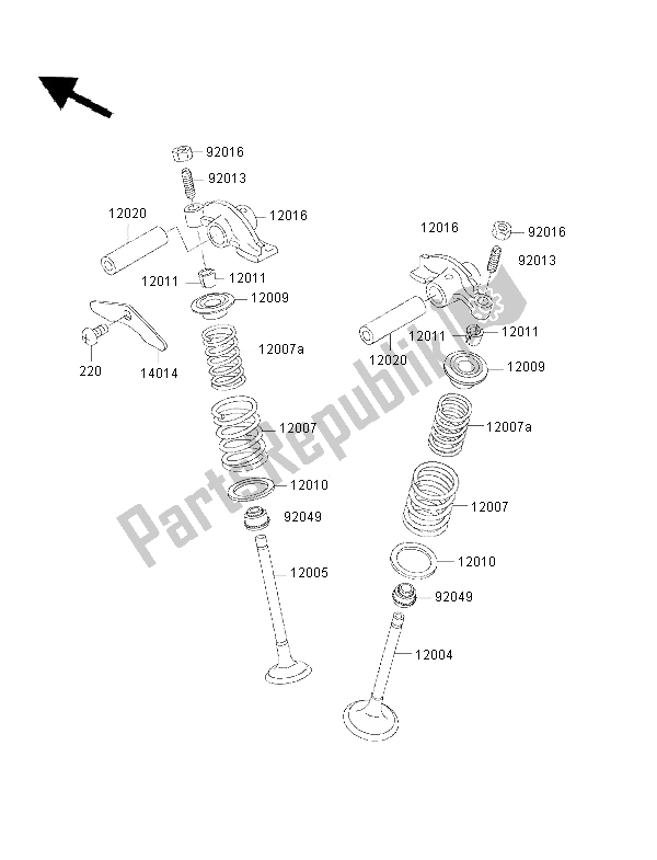 Alle onderdelen voor de Klep van de Kawasaki KLF 300 4X4 2000