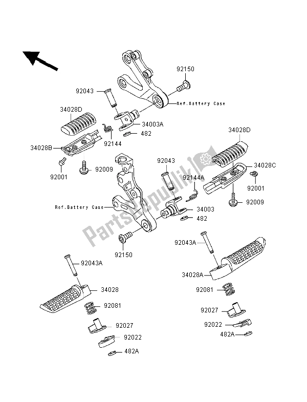 Todas las partes para Reposapiés de Kawasaki Ninja ZX 6R 600 1998