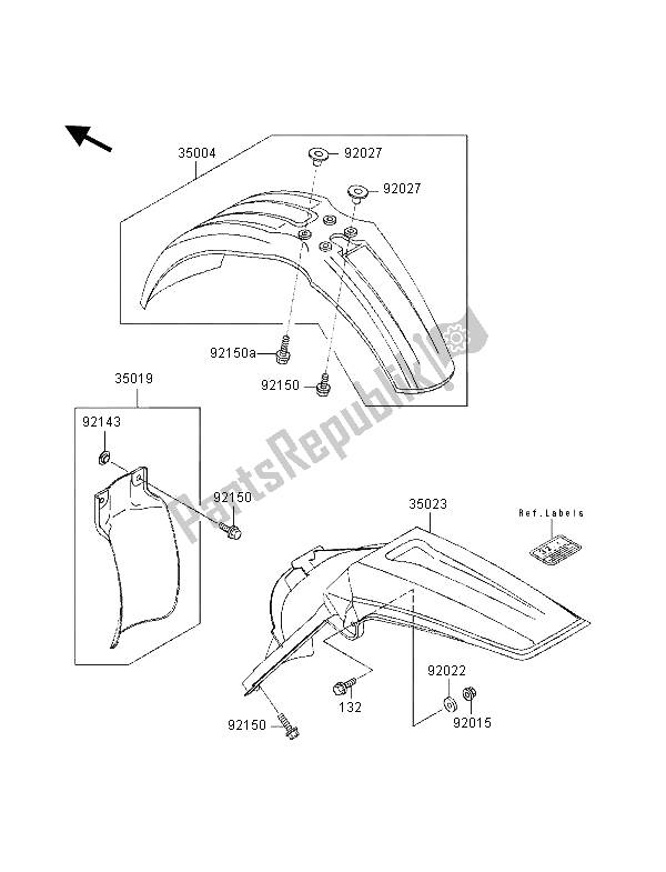 All parts for the Fenders of the Kawasaki KX 250 1997