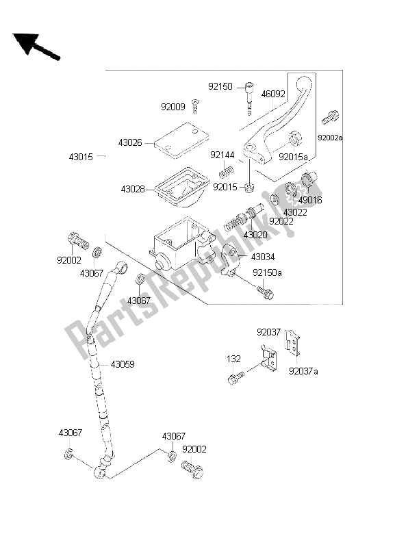 All parts for the Front Master Cylinder of the Kawasaki KDX 200 2001