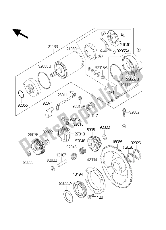 Toutes les pièces pour le Démarreur du Kawasaki KLR 650C 2003