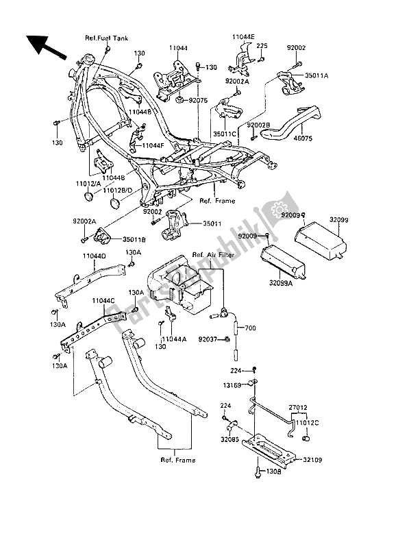 Tutte le parti per il Custodia Della Batteria del Kawasaki GPZ 600R 1987