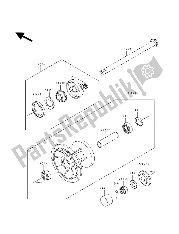 Tutte le parti per il Mozzo Anteriore del Kawasaki KLE 500 1993