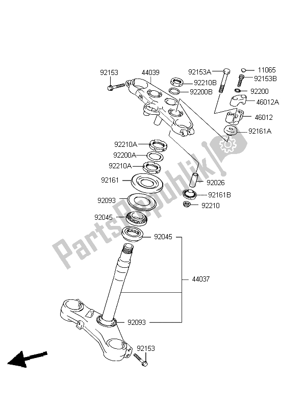 All parts for the Under Bracket of the Kawasaki KLV 1000 2004