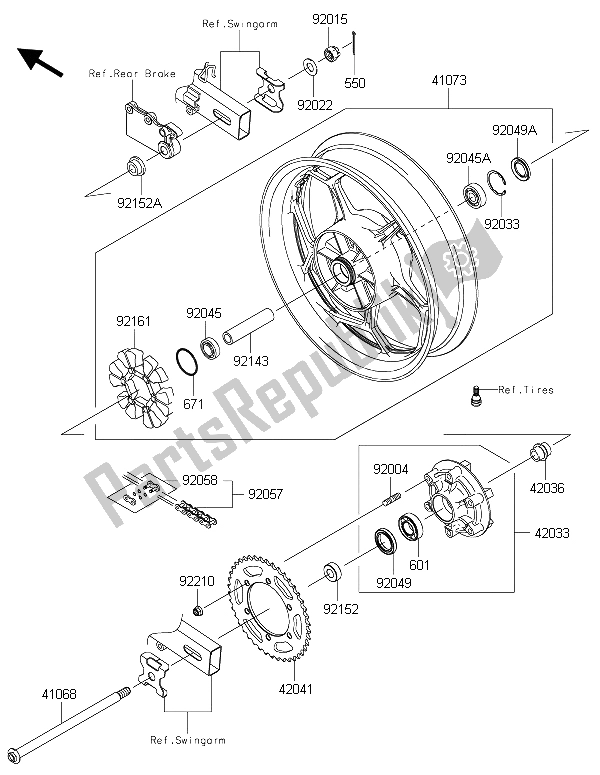 Todas las partes para Buje Trasero 1 de Kawasaki Ninja 300 ABS 2015