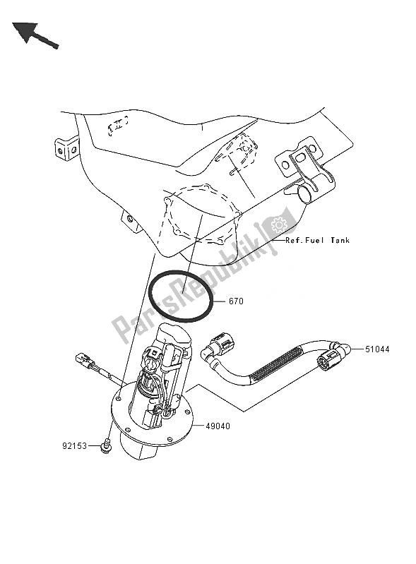 Todas as partes de Bomba De Combustivel do Kawasaki Ninja ZX 6R 600 2005
