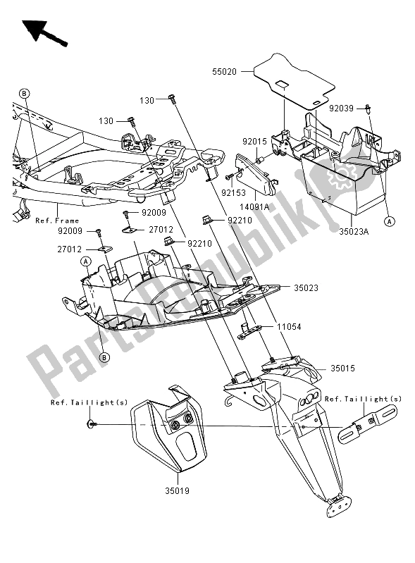 Wszystkie części do Tylny B? Otnik Kawasaki ER 6F ABS 650 2008