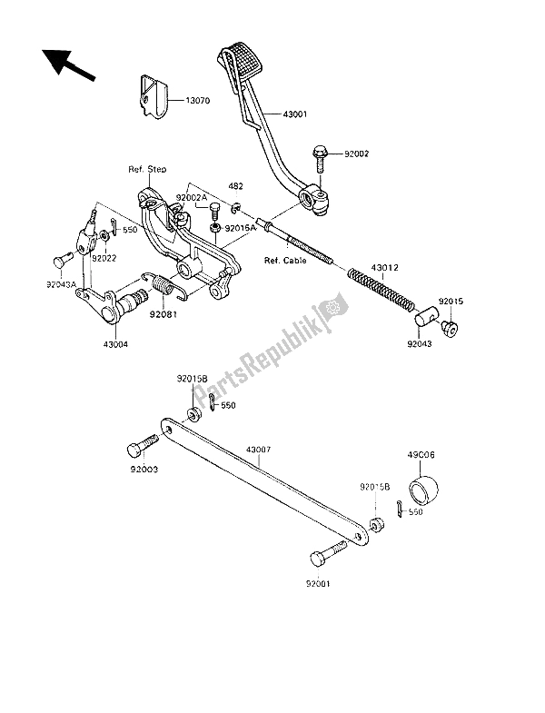 All parts for the Brake Pedal of the Kawasaki VN 750 Twin 1993