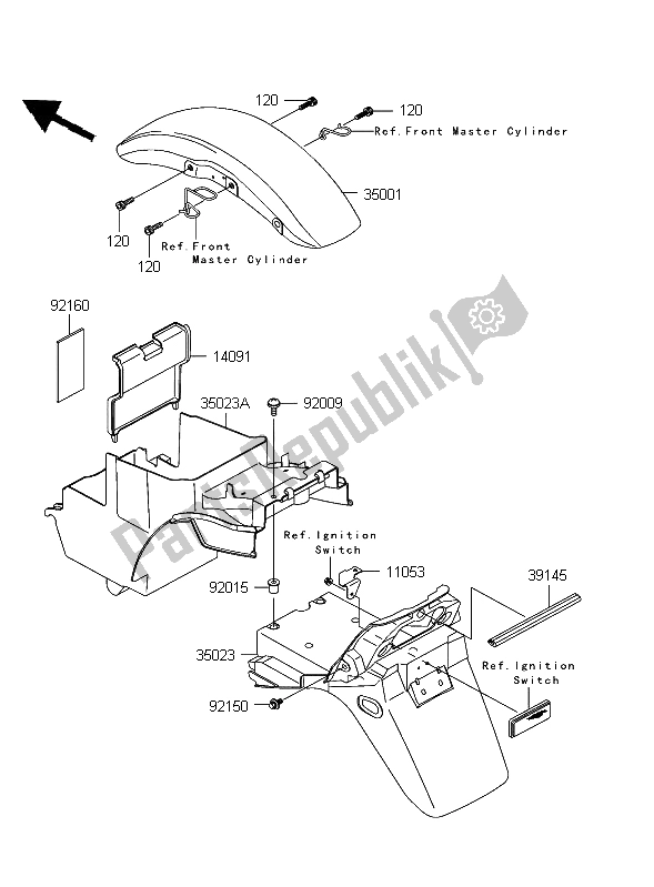 All parts for the Fenders of the Kawasaki ZRX 1200R 2004