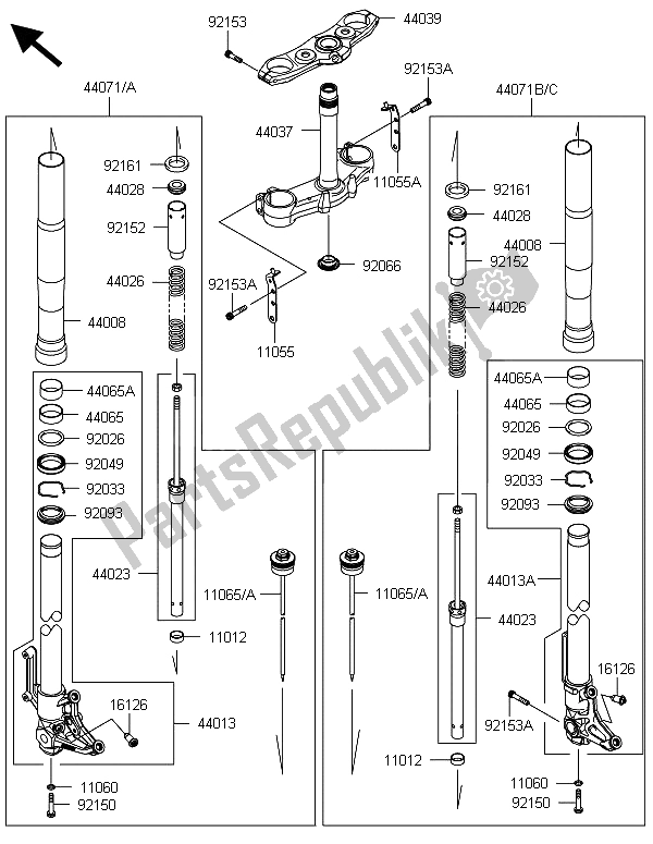 Todas las partes para Tenedor Frontal de Kawasaki Z 1000 2013