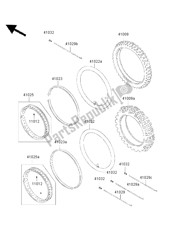 Tutte le parti per il Pneumatici del Kawasaki KMX 125 1999