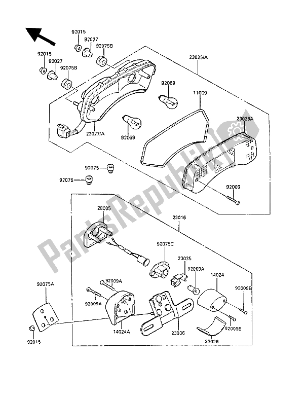 All parts for the Taillight(s) of the Kawasaki ZL 1000 1987