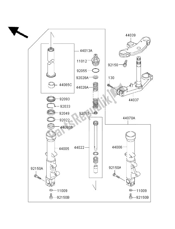 Tutte le parti per il Forcella Anteriore del Kawasaki Ninja ZX 6R 600 1997