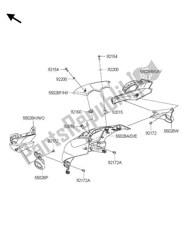 Tutte le parti per il Cowling (superiore) del Kawasaki Z 1000 2015