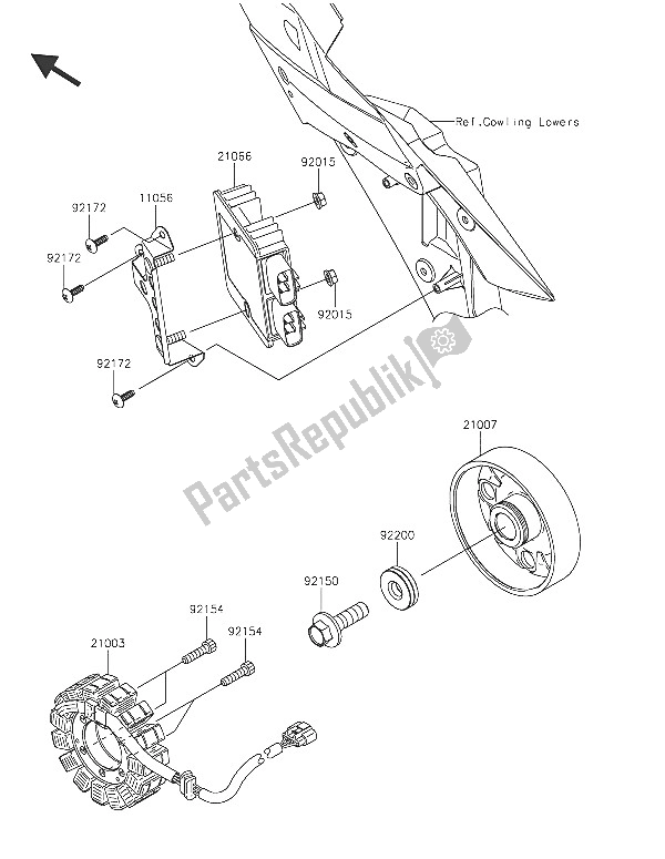 Alle onderdelen voor de Generator van de Kawasaki Ninja H2R 1000 2016