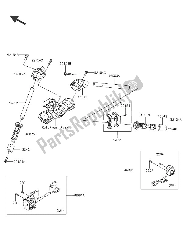 All parts for the Handlebar of the Kawasaki ZZR 1400 ABS 2016