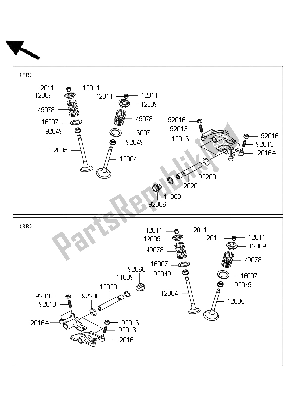 Tutte le parti per il Valvola (s) del Kawasaki KFX 700 2011