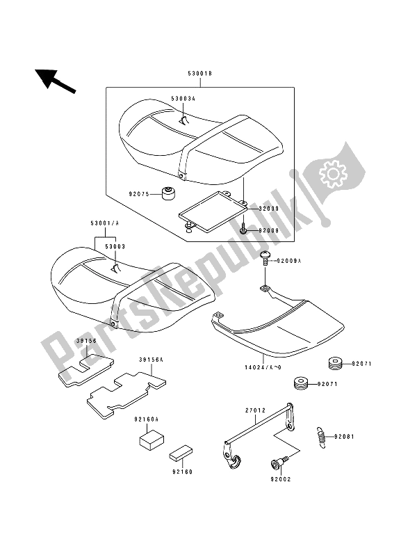 All parts for the Seat of the Kawasaki Zephyr 550 1991