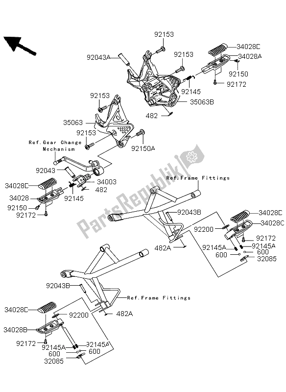 Toutes les pièces pour le Repose-pieds du Kawasaki Versys ABS 650 2012