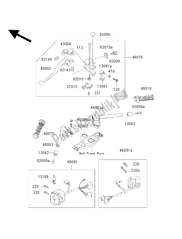 Toutes les pièces pour le Guidon du Kawasaki ZZ R 600 2002