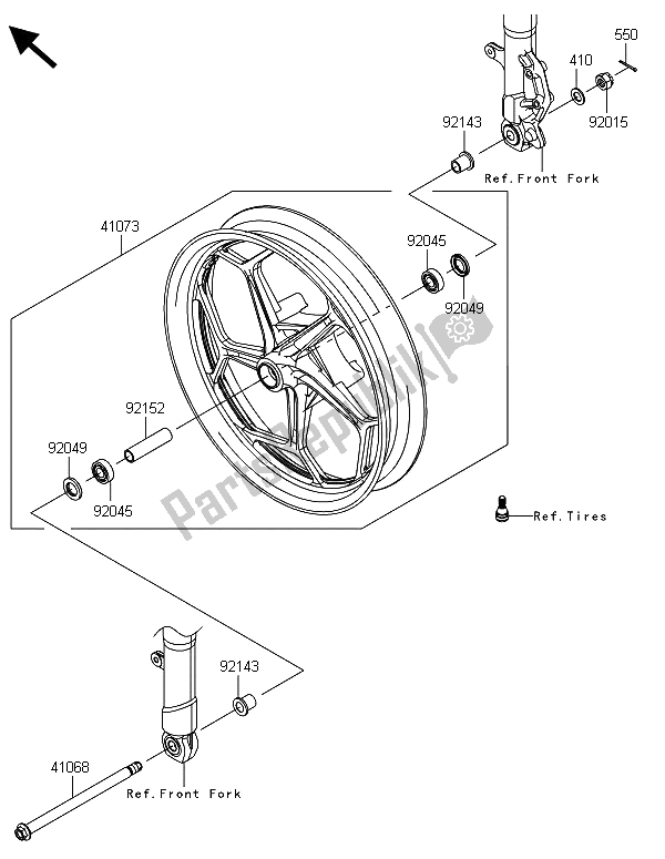 Toutes les pièces pour le Moyeu Avant du Kawasaki Ninja 300 2013