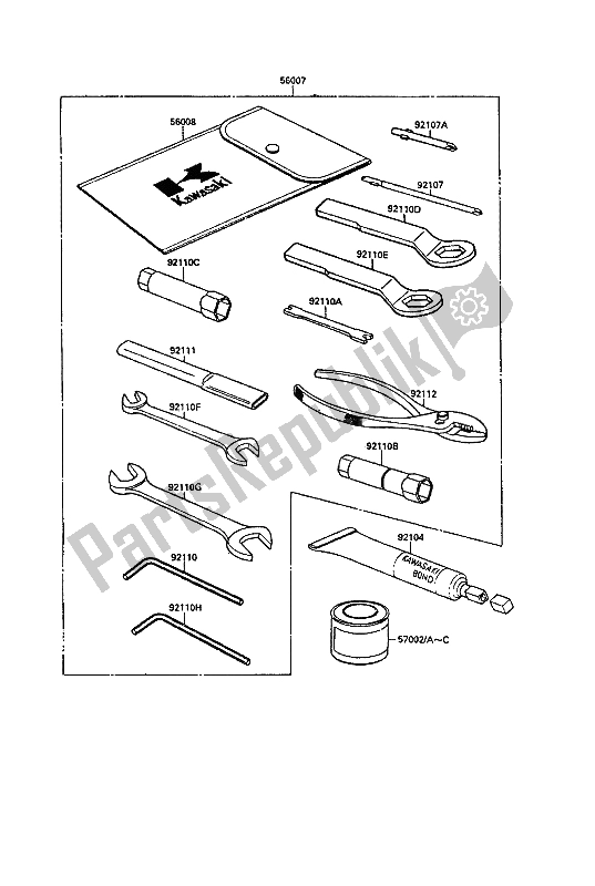 Tutte le parti per il Strumenti Proprietari del Kawasaki KLR 650 1987