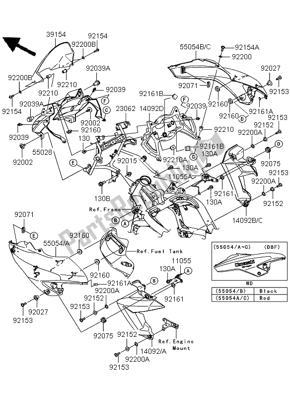 Toutes les pièces pour le Capot du Kawasaki Versys ABS 650 2011