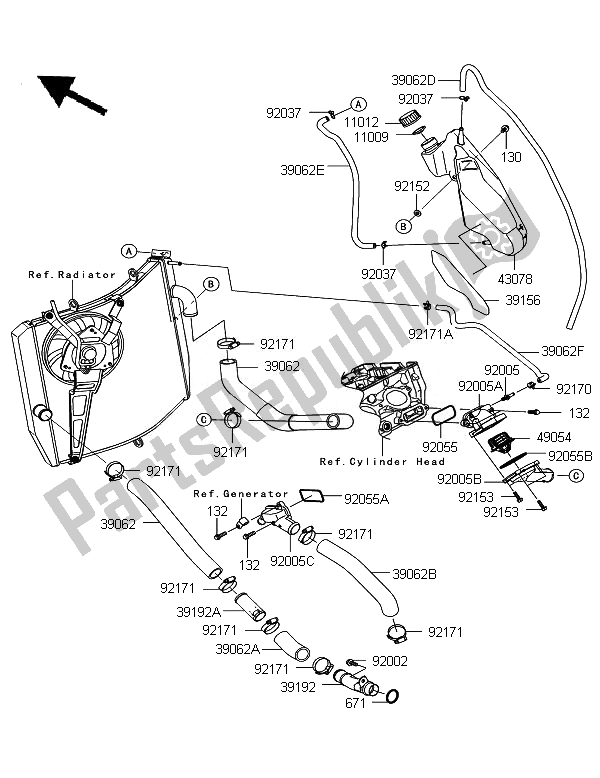 Tutte le parti per il Tubo Dell'acqua del Kawasaki Ninja ZX 10R 1000 2011