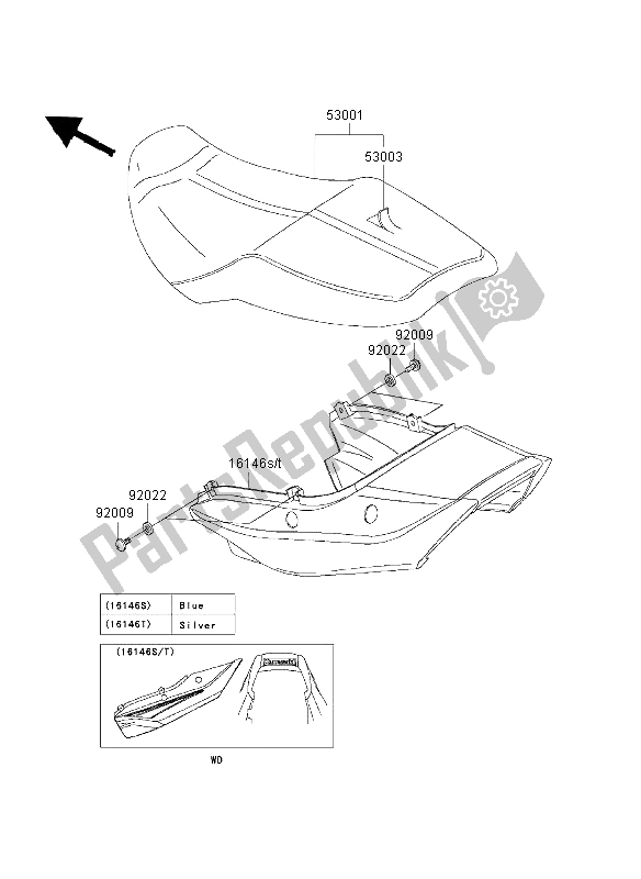 All parts for the Seat of the Kawasaki ZRX 1200S 2003