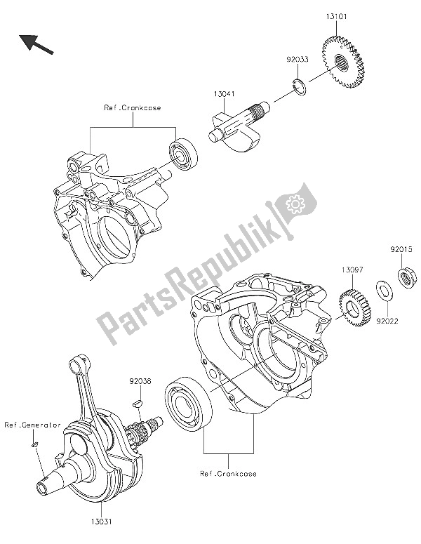 All parts for the Crankshaft of the Kawasaki Z 250 SL 2016