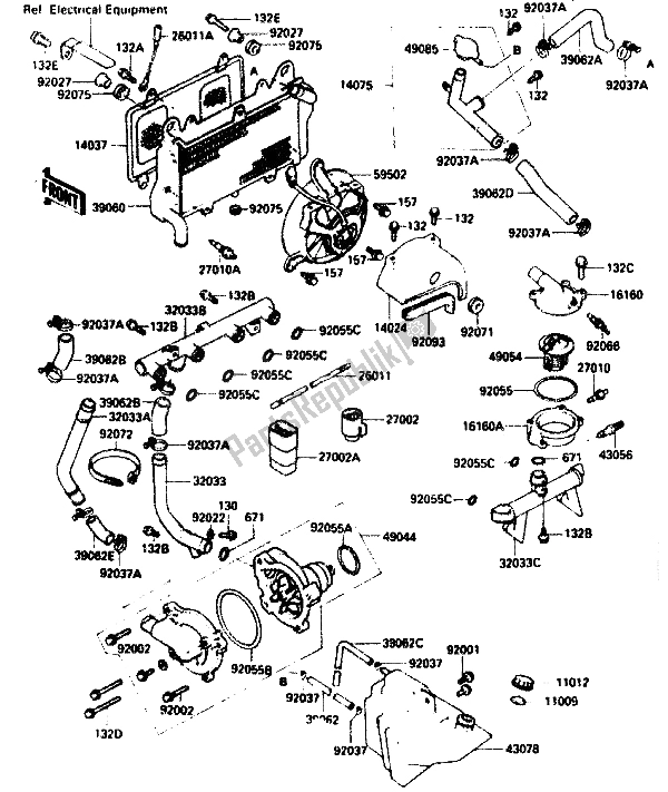 Todas as partes de Radiador do Kawasaki GPZ 750R 1985