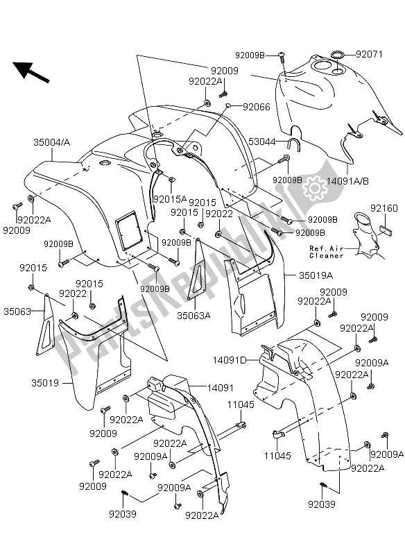 Todas las partes para Guardabarros Delantero de Kawasaki KVF 360 2006