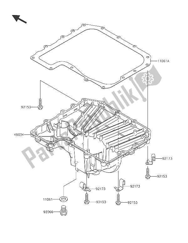 All parts for the Oil Pan of the Kawasaki Z 800 2016