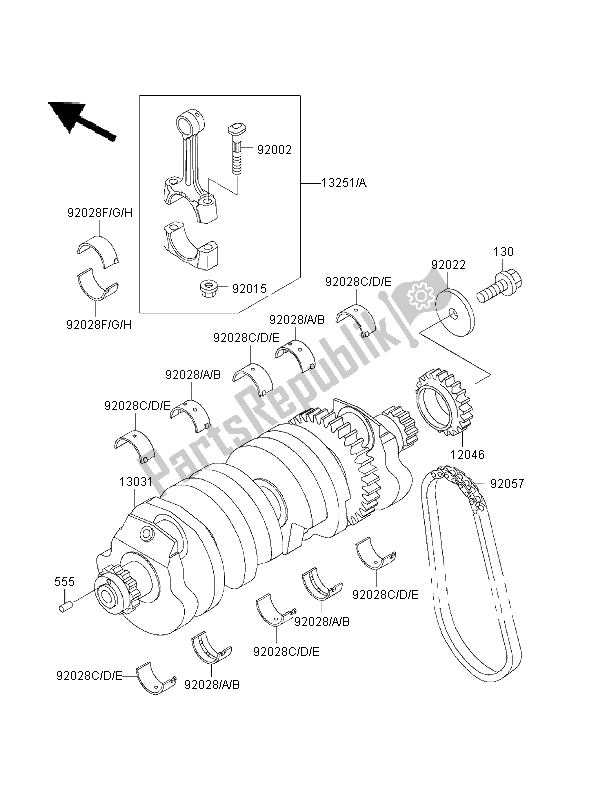 All parts for the Crankshaft of the Kawasaki 1000 GTR 1998