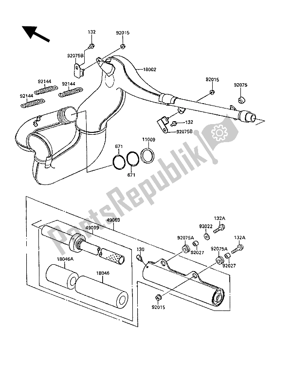 Tutte le parti per il Silenziatore (s) del Kawasaki KX 500 1988 Tutte le parti per il Silenziatore (s) del Kawasaki KX 500 1988