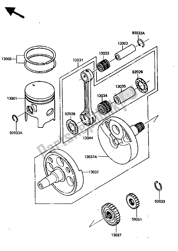 Toutes les pièces pour le Vilebrequin Et Piston du Kawasaki KX 250 1987