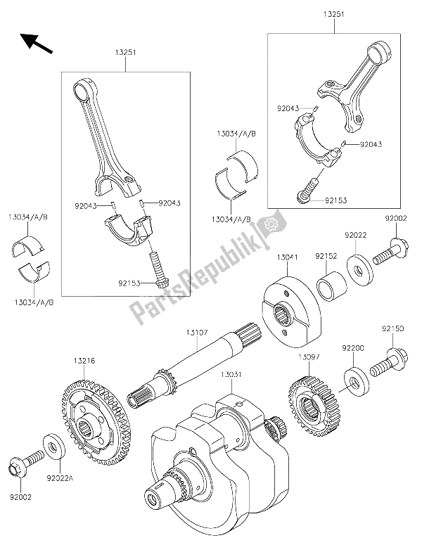 All parts for the Crankshaft of the Kawasaki Vulcan 900 Classic 2015