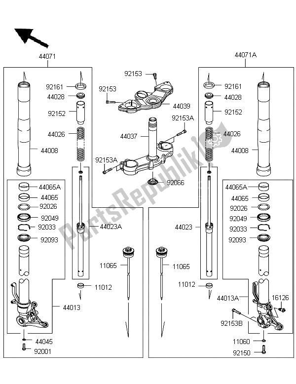 Todas las partes para Tenedor Frontal de Kawasaki Z 1000 SX 2012