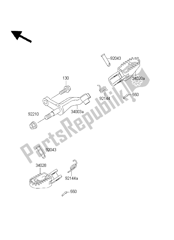 Alle onderdelen voor de Voetsteunen van de Kawasaki KLX 300R 2003