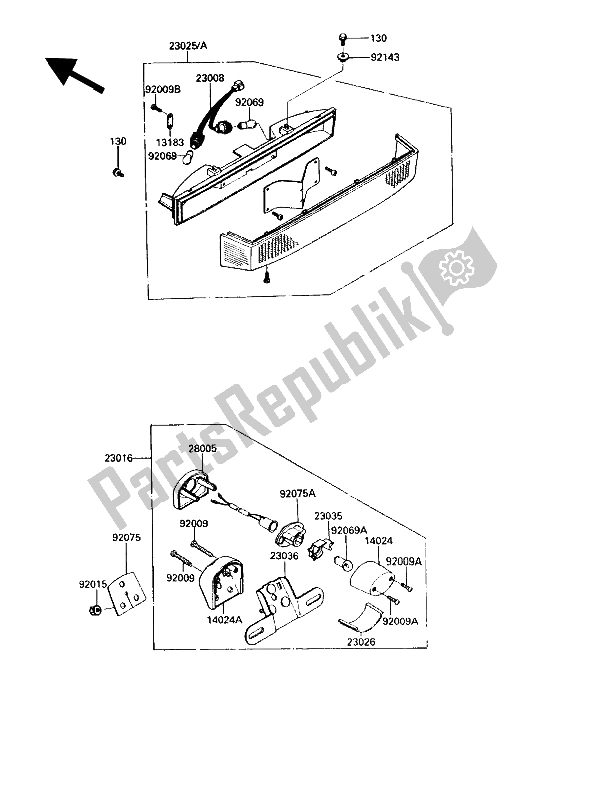 Tutte le parti per il Lampada Di Coda del Kawasaki Voyager XII 1200 1989