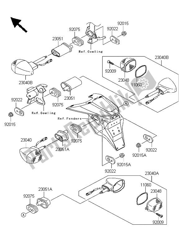 All parts for the Turn Signals of the Kawasaki Z 1000 2003