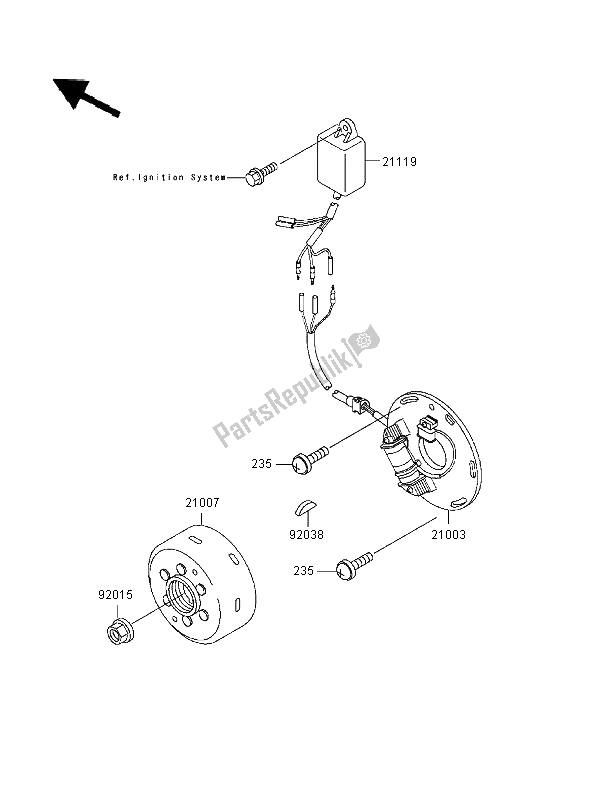 All parts for the Generator of the Kawasaki KX 500 1996