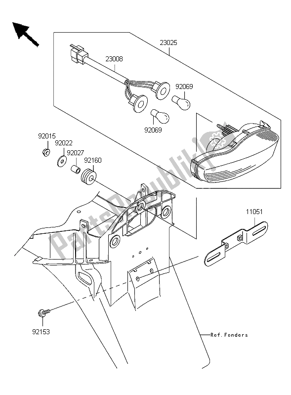 All parts for the Taillight of the Kawasaki Ninja ZX 12R 1200 2006