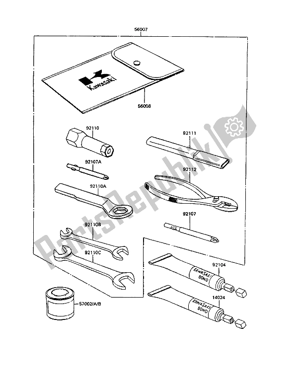 All parts for the Owners Tools of the Kawasaki GPZ 305 Belt Drive 1989